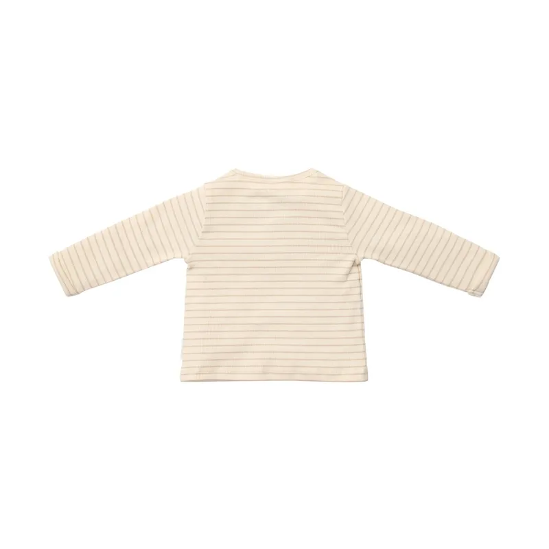 Little Dutch Langarm T-Shirt - Stripe - Größe 74 - Soft Beige