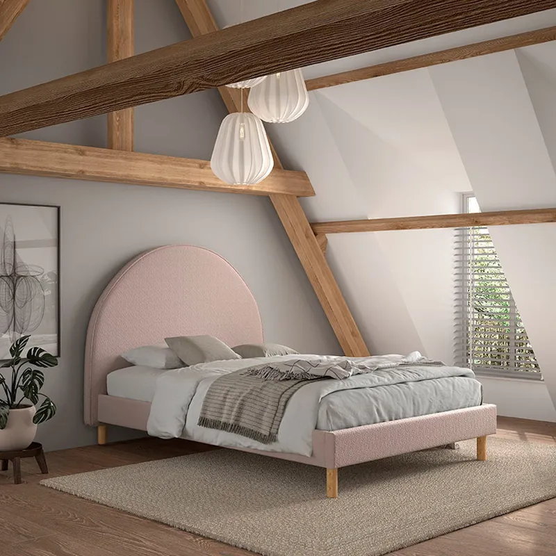 Vipack Moon Bed – 140 x 200 cm – Bouclé Rosa