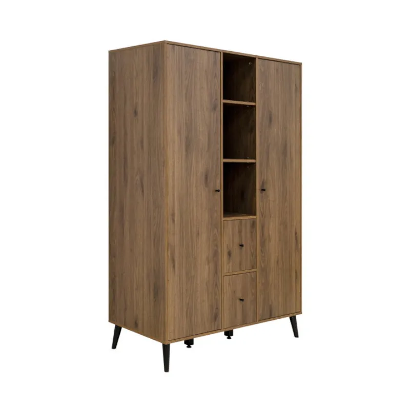Bopita Zara Babyzimmer Walnuss| Bett 70x140 cm + Kommode + 2-türiger Kleiderschrank