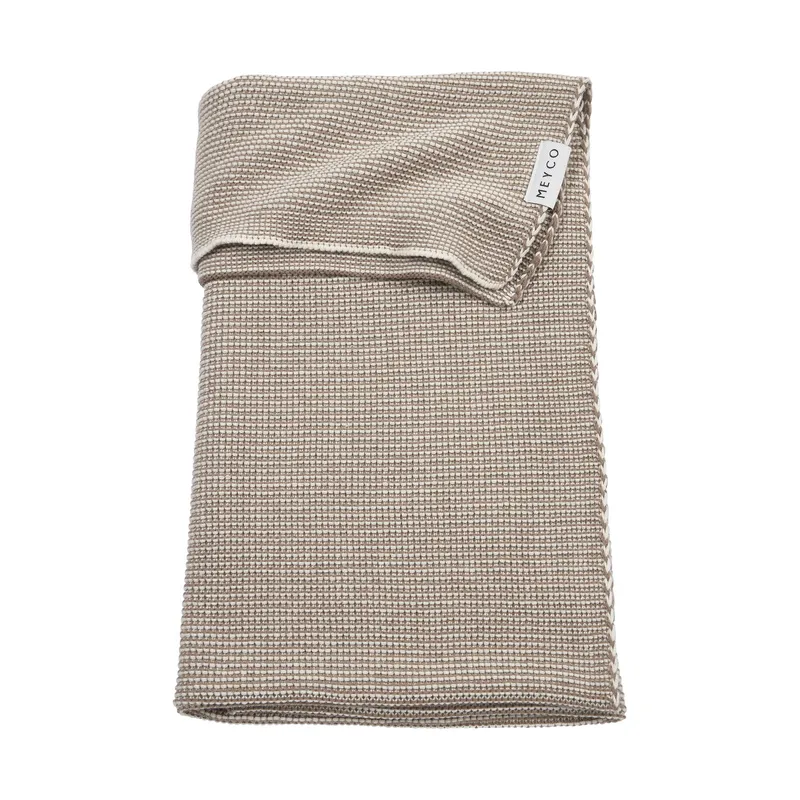 Meyco Stripe Strickdecke – 75 x 100 cm – Dark Taupe/Natural