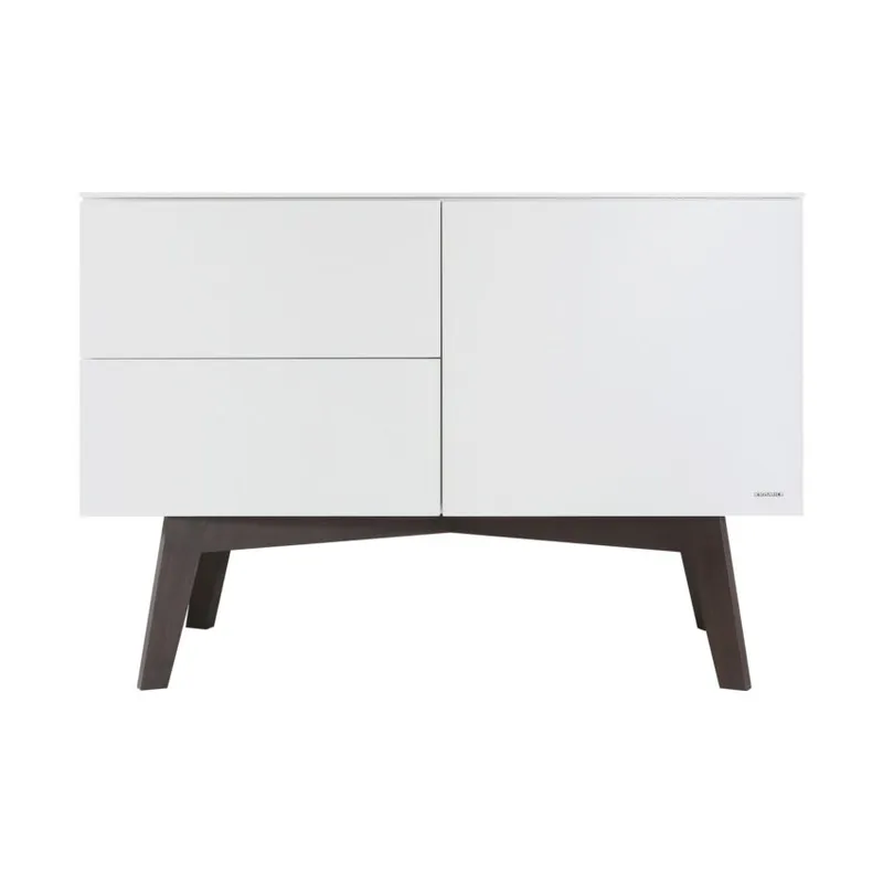 Kidsmill Sixties Babyzimmer Mattweiß / Walnuss | Bett 70 x 140 cm + Kommode + Schrank 3-türig