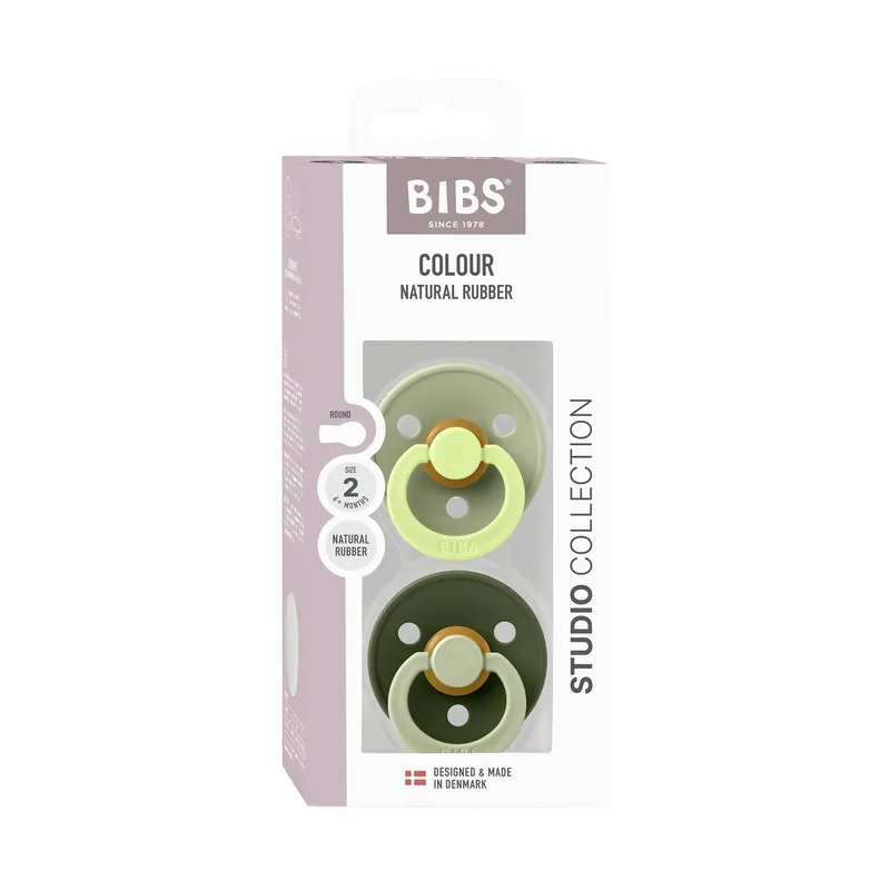 BIBS Studio Fusion Schnuller - Rund - 2 Stück - 0-6 Monate - Sage/Hunter Green