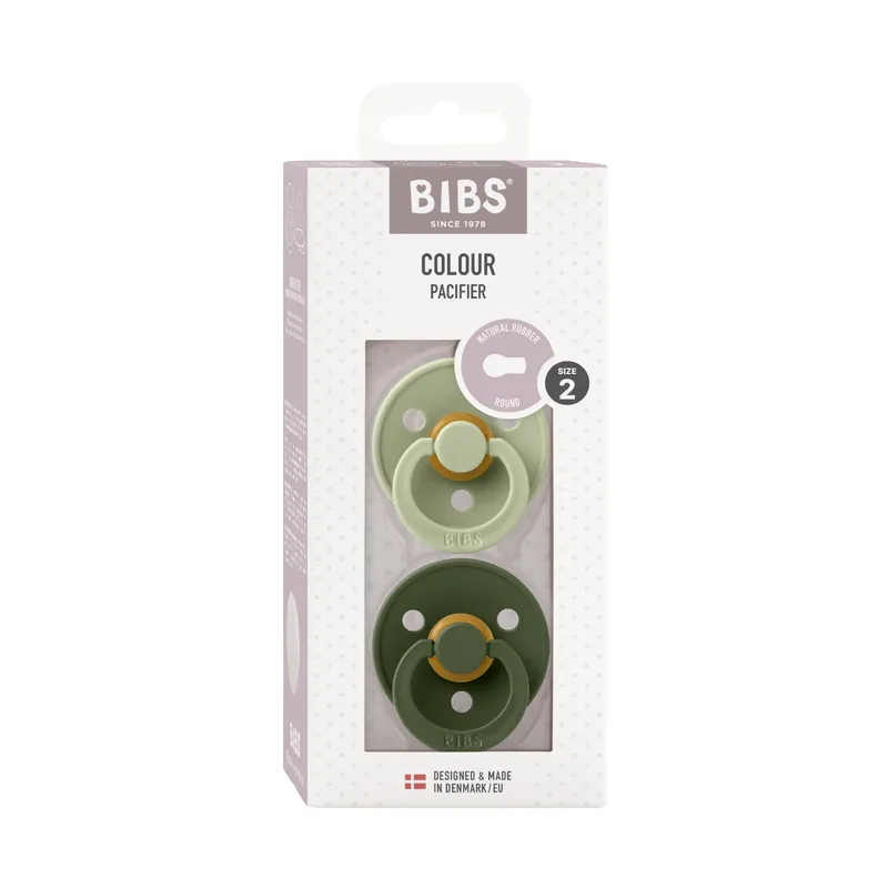 BiBs Retro Schnuller Sage / Hunter Green 6-18 Monate 2 Stück