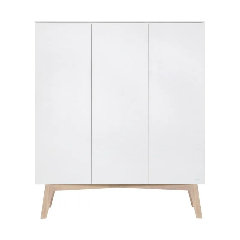 Kidsmill Sixties Kleiderschrank 3-türig Mattweiß / Natur