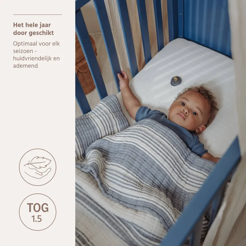 Meyco Babydecke - Hydrophile Jacquard Stripe - Indigo - 75x100 cm