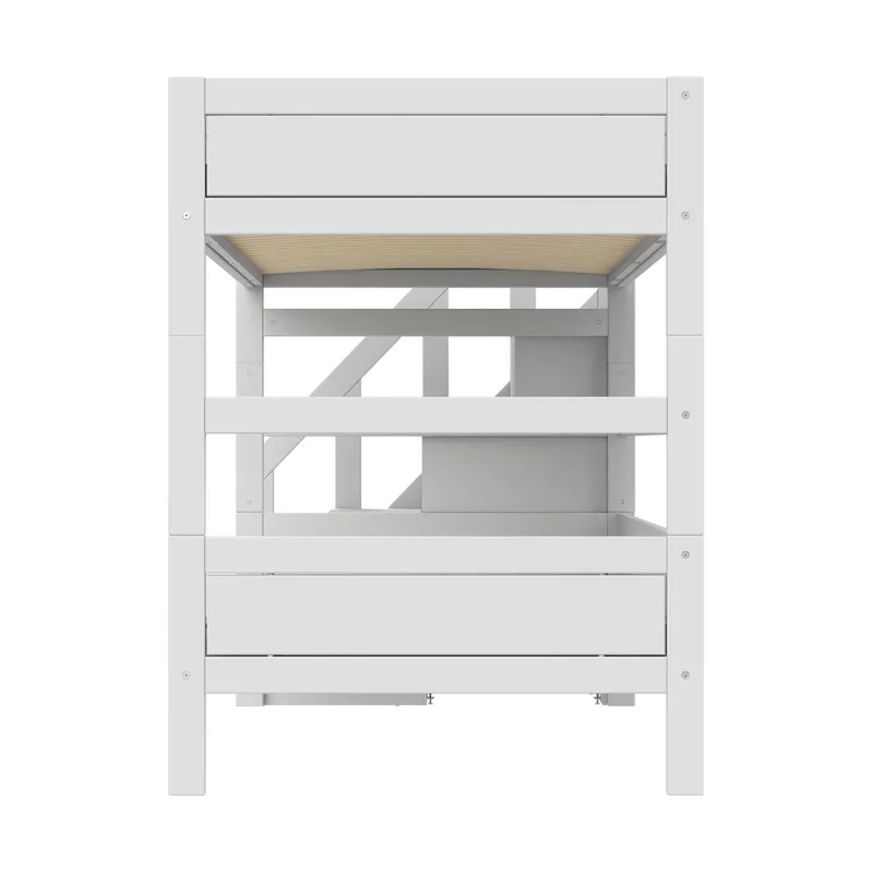 Life Time Etagenbett Deluxe - Weiß Lackiert - 120 cm - Mit Treppenschrank