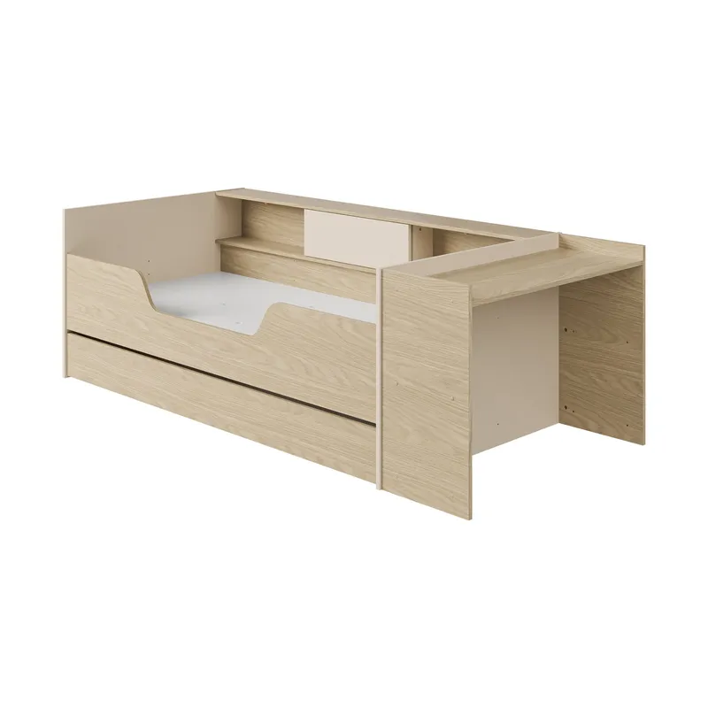 Gami BAYA Bett mit Schreibtisch – 90 x 200 cm – Natur