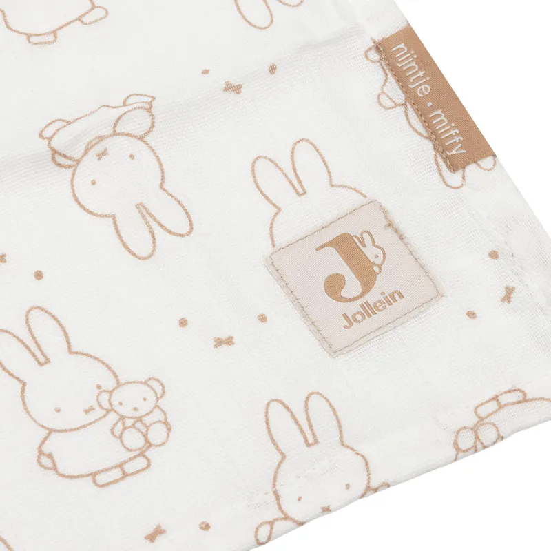 Jollein Miffy Moments Hydrophiles Tuch – 2 Stück – 115 x 115 cm – Light Terra