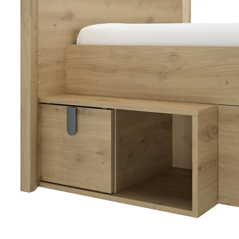 Gami Compact Bett Niedrig - Lugano - 90 x 200 cm - Artisan Eiche