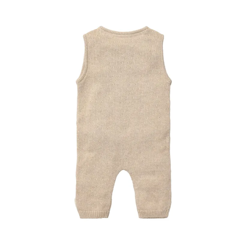 Little Dutch Strick-Babystrampler - Pure Knit - Soft Beige Melange - 62