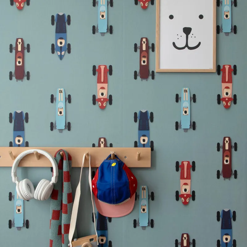 Studio Ditte Rennauto Tapete - Blau