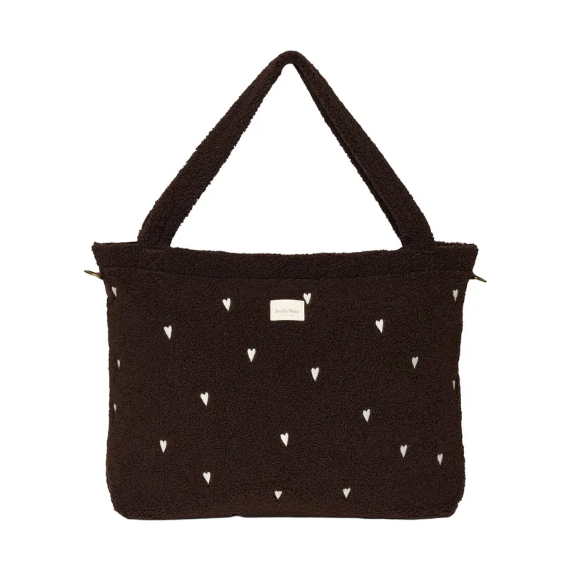 Studio Noos Teddy Hearts Wickeltasche - Chocolate
