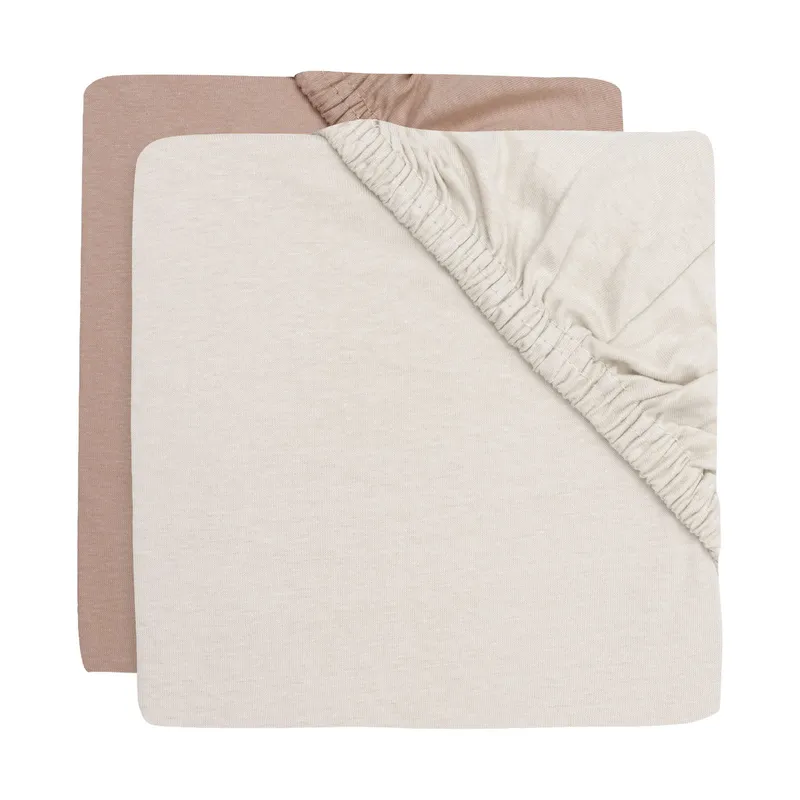 Jollein Spannbettlaken – 2-teilig – 40/50 x 80/90 cm – Jersey - Light Terra/Oatmeal
