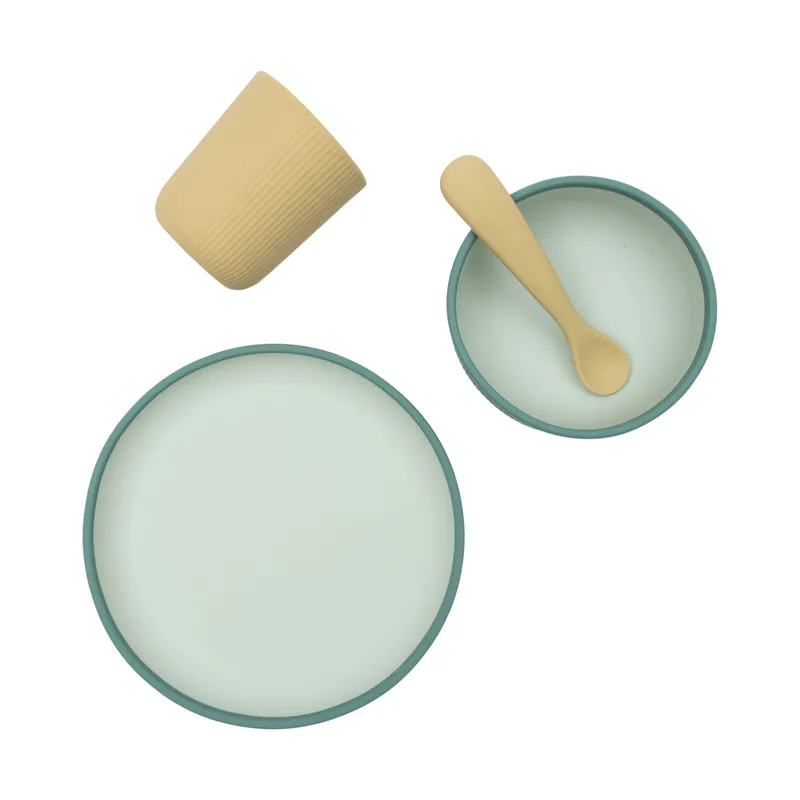 Jollein Kindergeschirrset - Silikon - Jade Shades