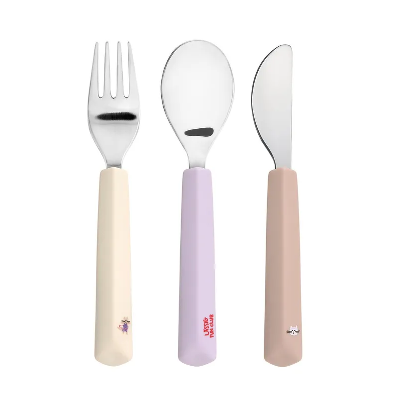 Lässig Besteckset - Tiny Team Cat - 3 - teilig - Rosa