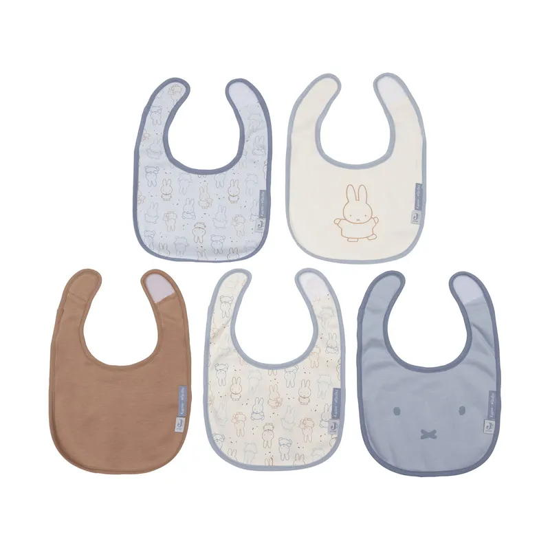 JollJollein Wasserdichte Jersey-Lätzchen – Miffy Moments – 5er-Pack - Cloudy Blue