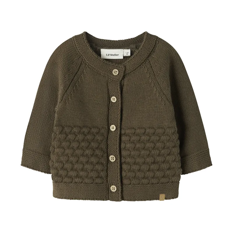 Lil' Atelier Teak-Strickjacke – Größe 62 – Braun