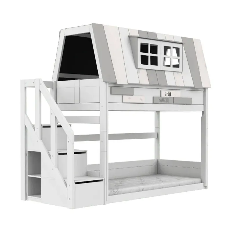 LIFETIME Kidsroom Etagenbett mit Treppenschrank – Premium Lattenrost