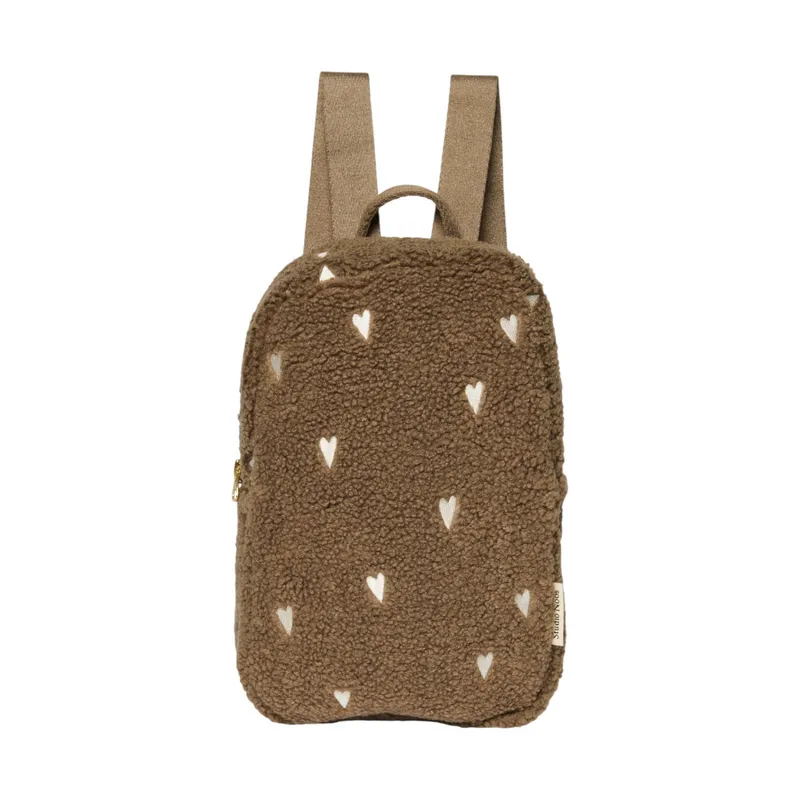 Studio Noos Teddy Hearts Mini Rucksack - Braun