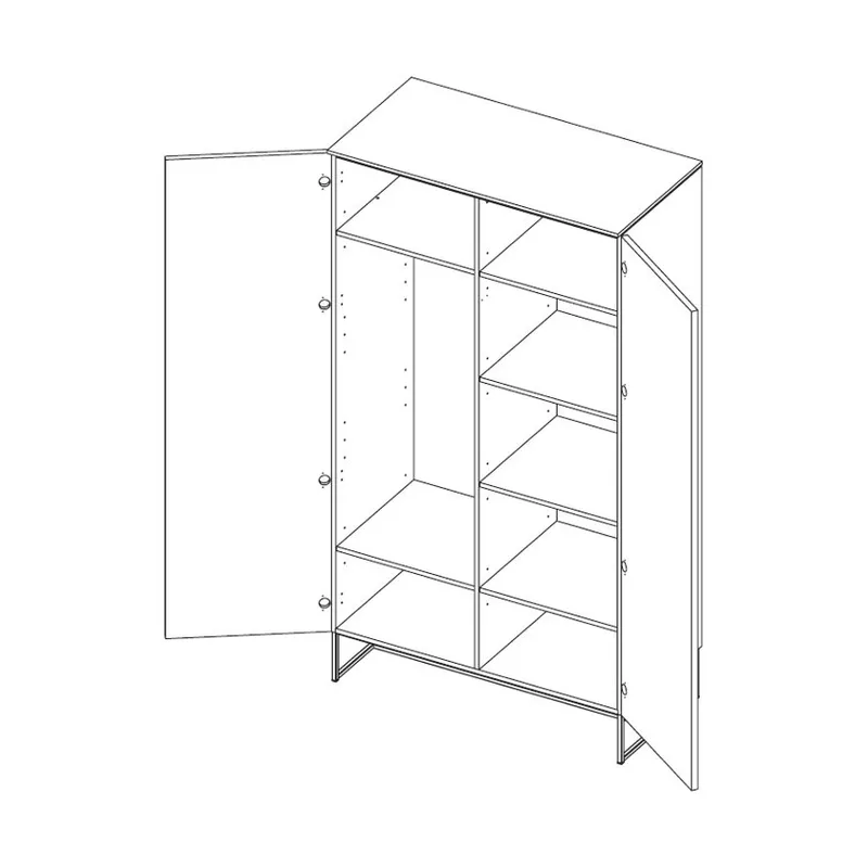 Kidsmill Intense II Kleiderschrank 2-türig Mattweiß – Schwarz – Mattweiß