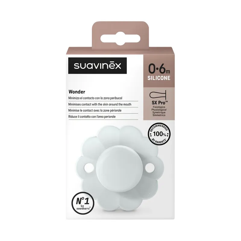 Suavinex Schnuller - SX Pro - Wonder - 0-6 Monate - Silikon - Illusion Blue