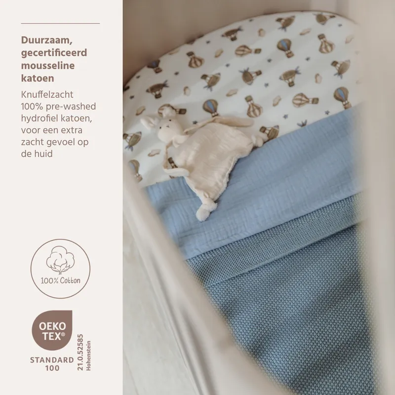 Meyco Baby Uni Pre-Washed Hydrophiles Bettlaken – 100 x 150 cm – Jeans Blue