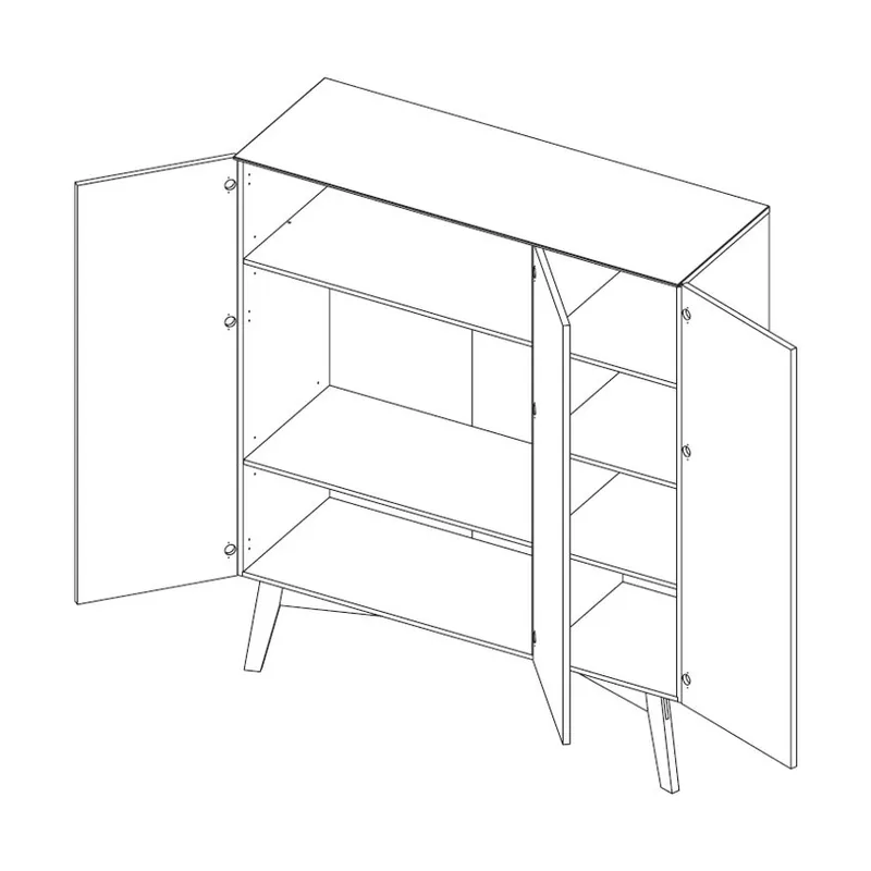 Kidsmill Sixties Kleiderschrank 3-türig Mattweiß / Natur