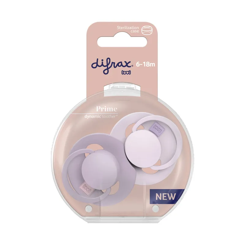 Difrax Dynamic Lovi Prime Schnuller – 6-18M – 2 Stk. - Lila/Violett