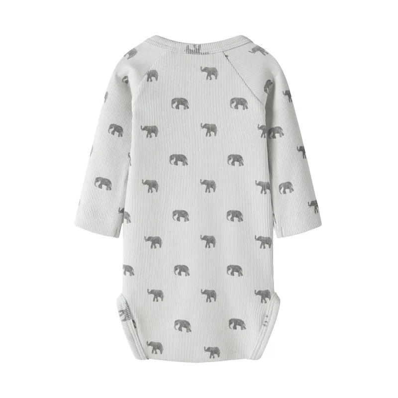 Lil Atelier Babybody - Gr. 62 - Glacier Gray Elephant