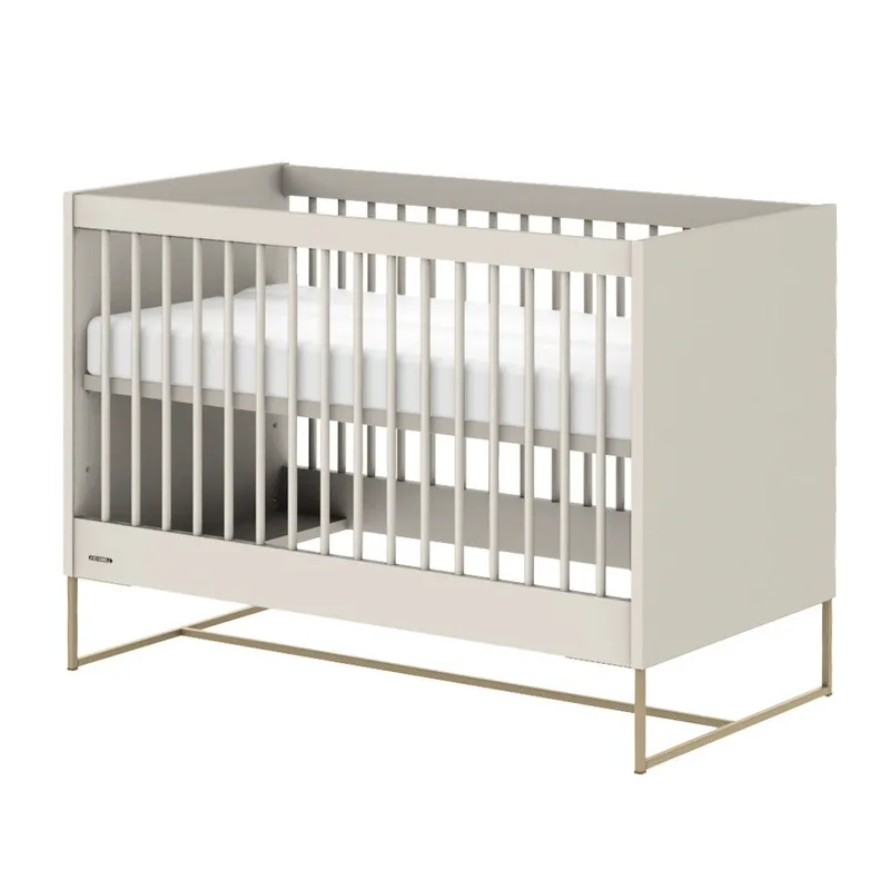 Kidsmill Intense II Babyzimmer Oatmeal / Patinated Brass | Babybett 60 x 120 cm + Kommode + Schrank 2-türig