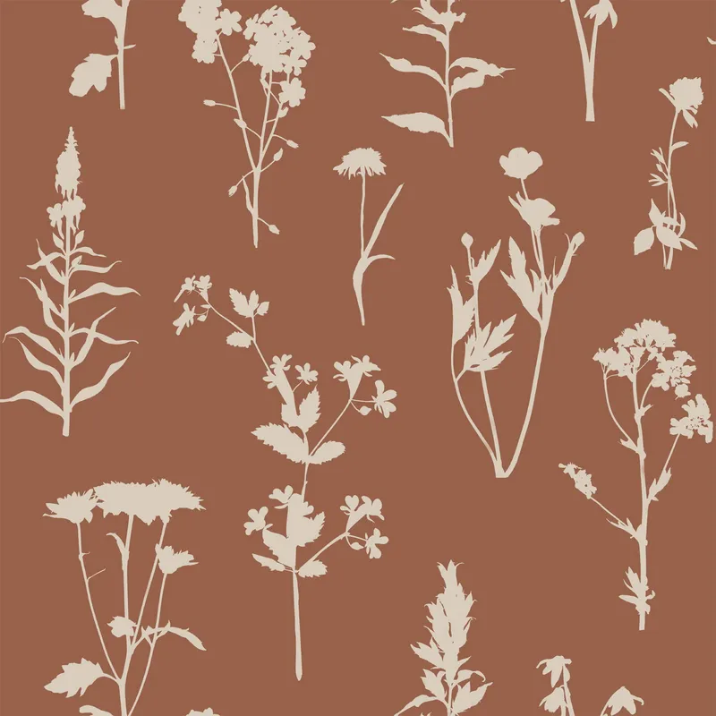 Estahome Wildblumen Tapete I - 0,53 x 10,05 m - Terrakotta