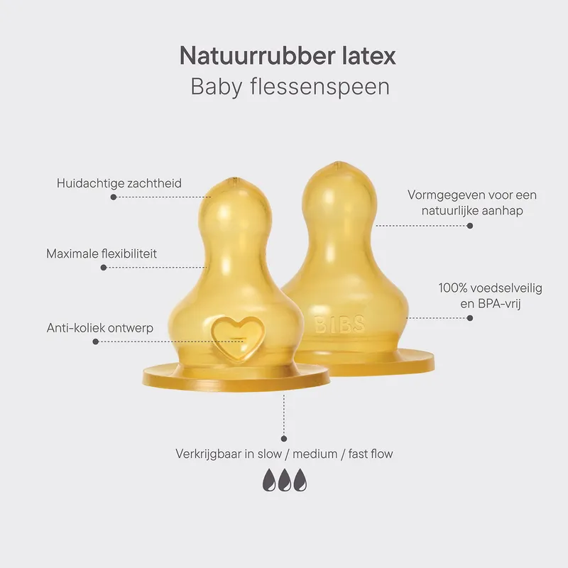 BIBS Flaschensauger Rund - Medium Fow - 2er Pack - Latex
