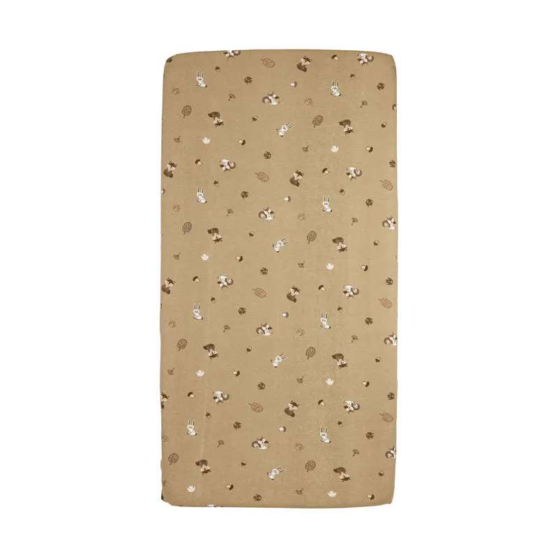 Meyco Spannbettlaken Print - Jersey - Forest Animals - Sand - 50 x 90 cm