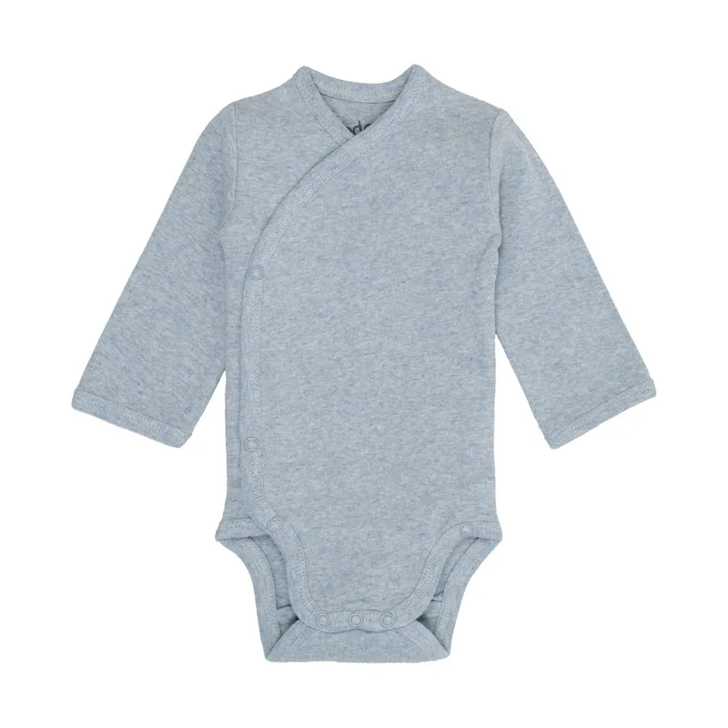 Lodger Babybody Langarm - Melange - Größe 80 - Blue Fogg