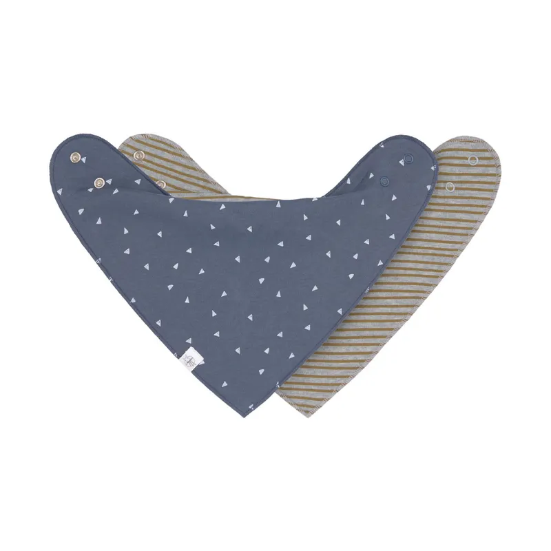 Lässig Triangle / Striped Bandana Lätzchen Blue / Grey