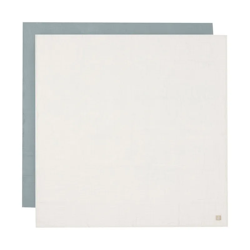 Jollein Hydrophiles Tuch - Groß - 2 Stück - 115 x 115 cm - Sea Green/Ivory