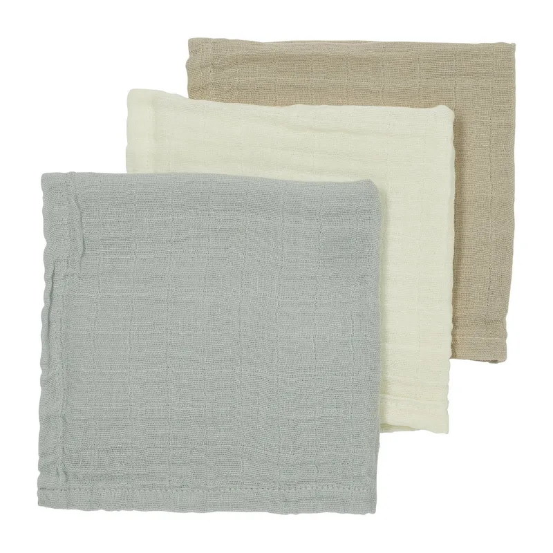 Meyco Mundtücher- 3 Stück - Uni - Offwhite/Light Grey/Toffee