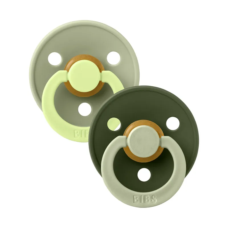 BIBS Studio Fusion Schnuller - Rund - 2 Stück - 0-6 Monate - Sage/Hunter Green