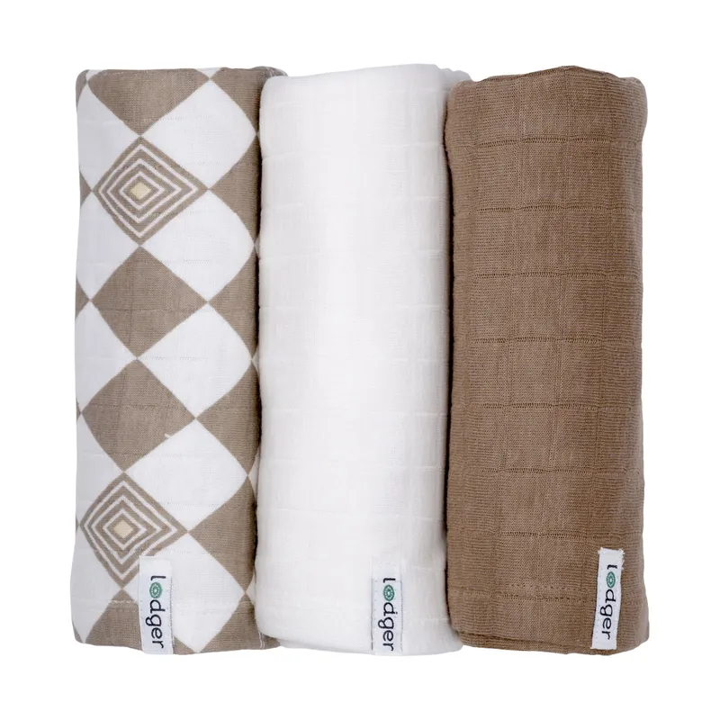 Lodger Swaddler – 3-teilig – 70 x 70 cm – Matcha Buffalo