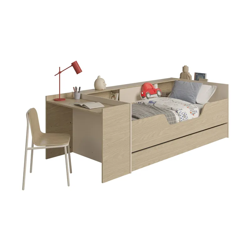Gami BAYA Bett mit Schreibtisch – 90 x 200 cm – Natur