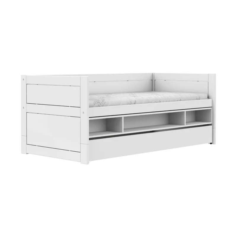 LIFETIME Kidsrooms Hochbett mit Stauraum und Bettschublade – Weiß Lackiert