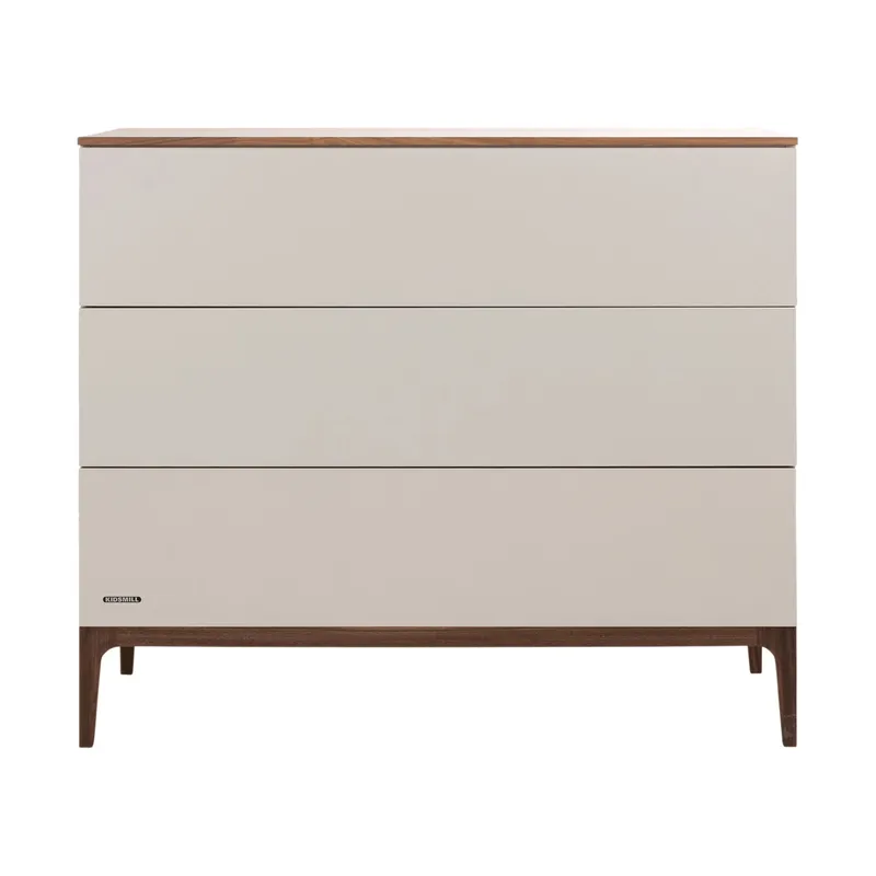 Kidsmill Intense Babyzimmer Oatmeal / Walnuss | Bett 60 x 120 cm + Kommode + Schrank 2-Türig