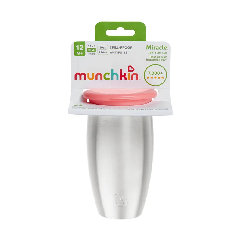 Munchkin Stainless Steel Miracle 360° Trinkbecher Pink