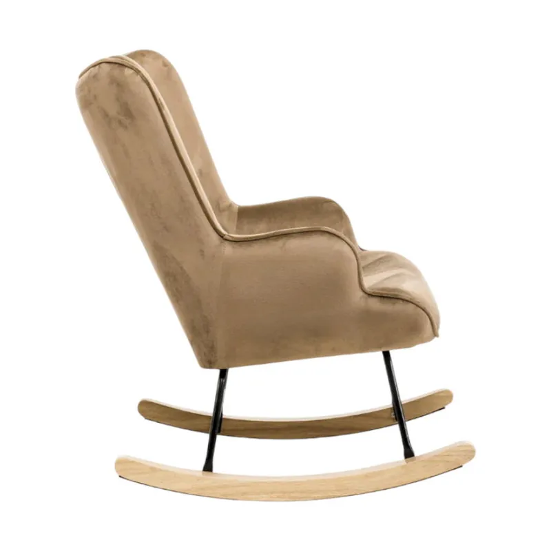 Aemely Steerne Schaukelstuhl – Samt – Taupe
