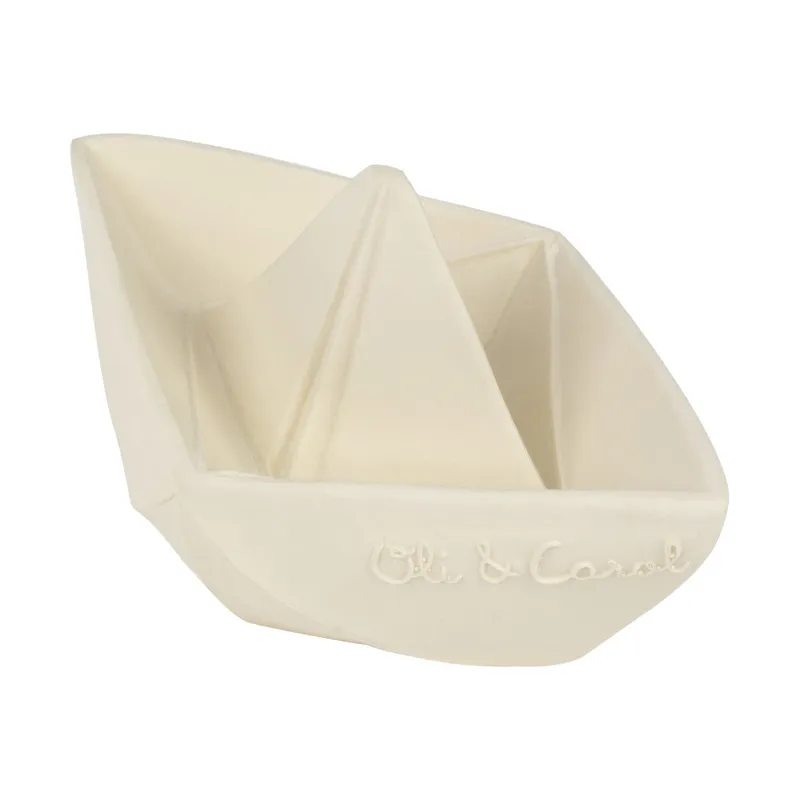 Oli & Carol Bade- und Beißspielzeug Origami Boot - White