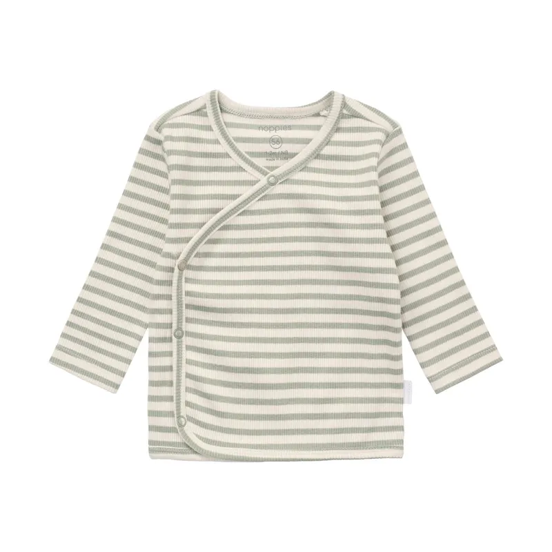 Noppies Langarm Wickelshirt Stripe – Größe 62 – Iceberg Green