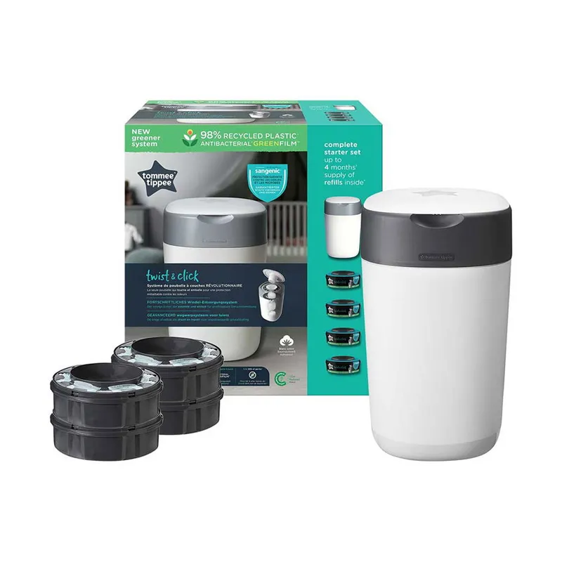 Tommee Tippee Twist & Click Starterpaket Windeleimer + 4 Refills