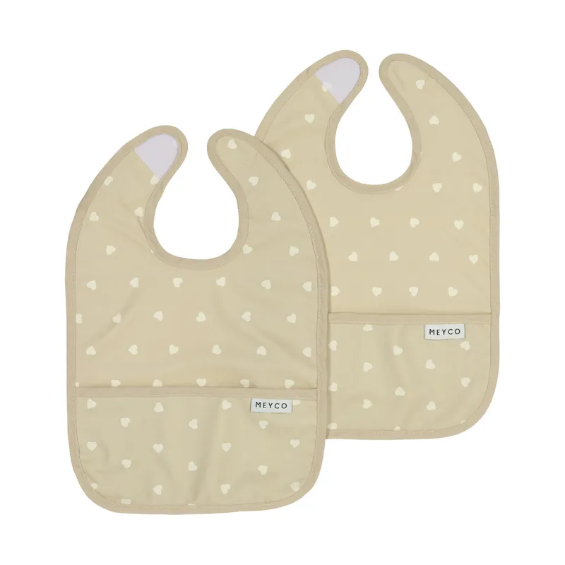 Meyco Baby Gingko Lätzchen mit Auffangschale - 2er-Pack - Soft Sand