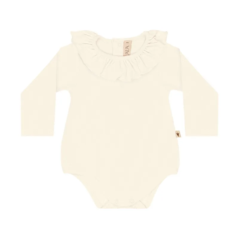UAUA Ruffle Babybody Langarm - Neugeborene - Crema
