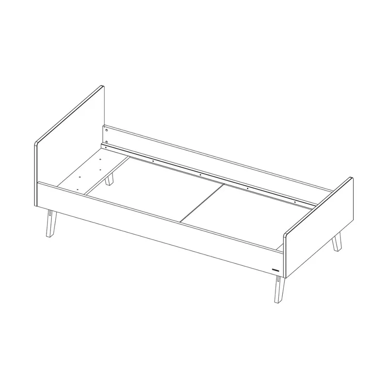 Kinderzimmer Sixties Mattweiß / Walnuss – Bett – Schreibtisch